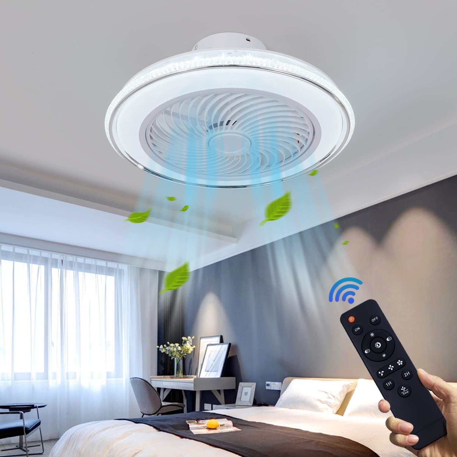 Buy PINFM Ceiling Fan with Light Bladeless Ceiling Fan with Remote