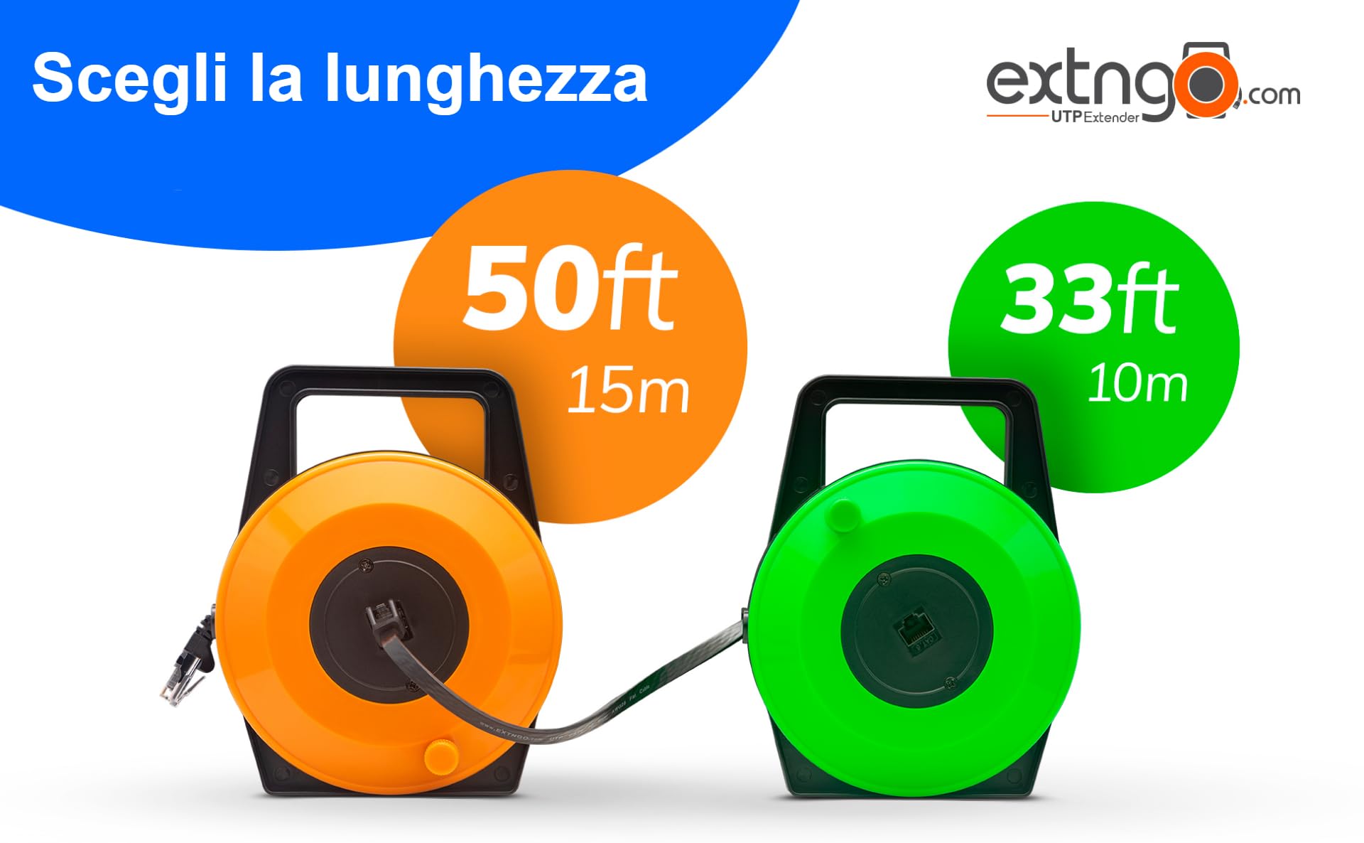 Cavo Ethernet, Cavo Lan, Retrattile, Cat6 Piatto, 1 Gbps, 15m | Rj45, Estensione Internet Portatile, Connettore Maschio Femmina, Cavo Piatto