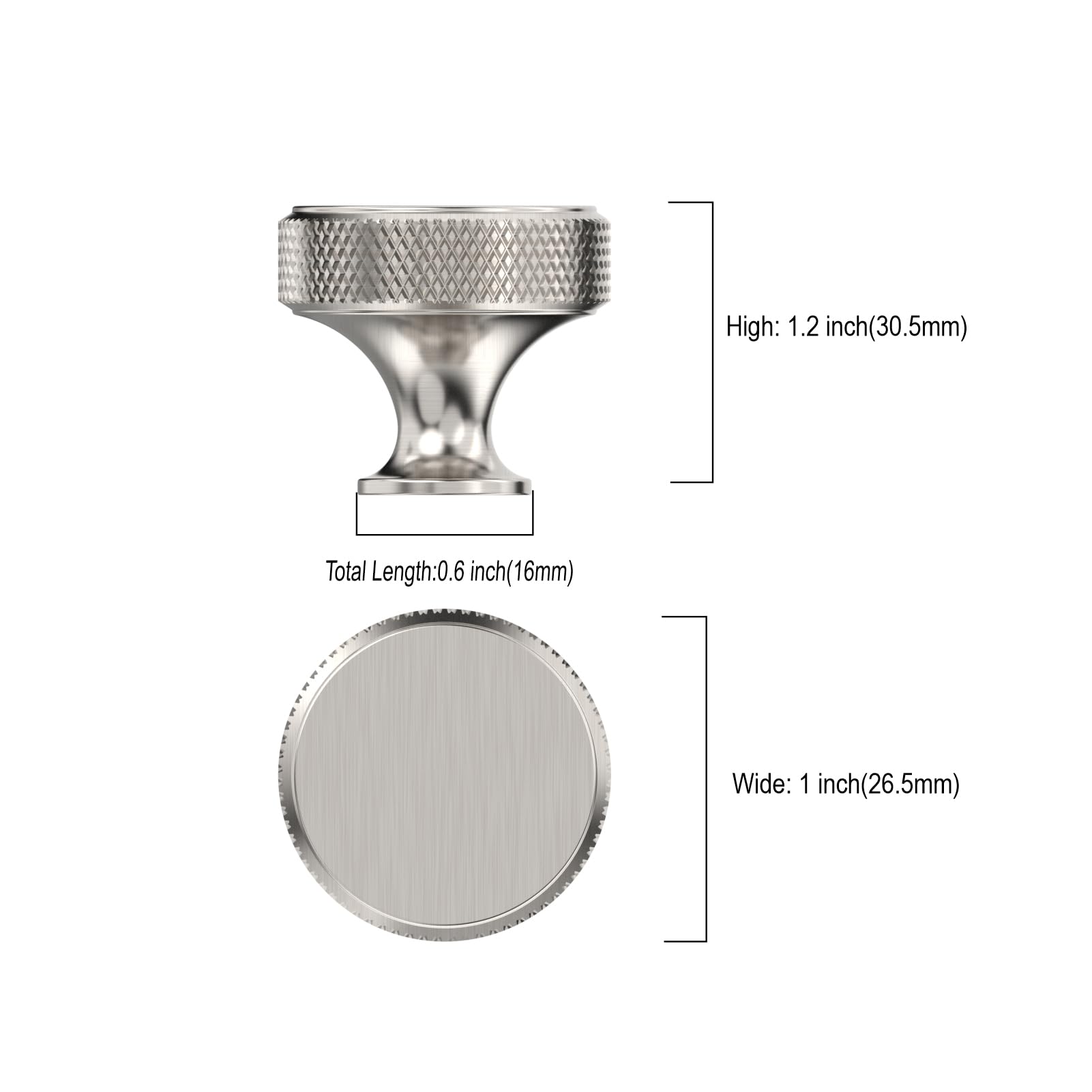 Asidrama 10 Pack Brushed Satin Nickel Kitchen Cabinet Knobs Knurled Dresser Knobs Drawer Knobs Cabinet Hardware Aluminum Knobs for Dresser Drawers
