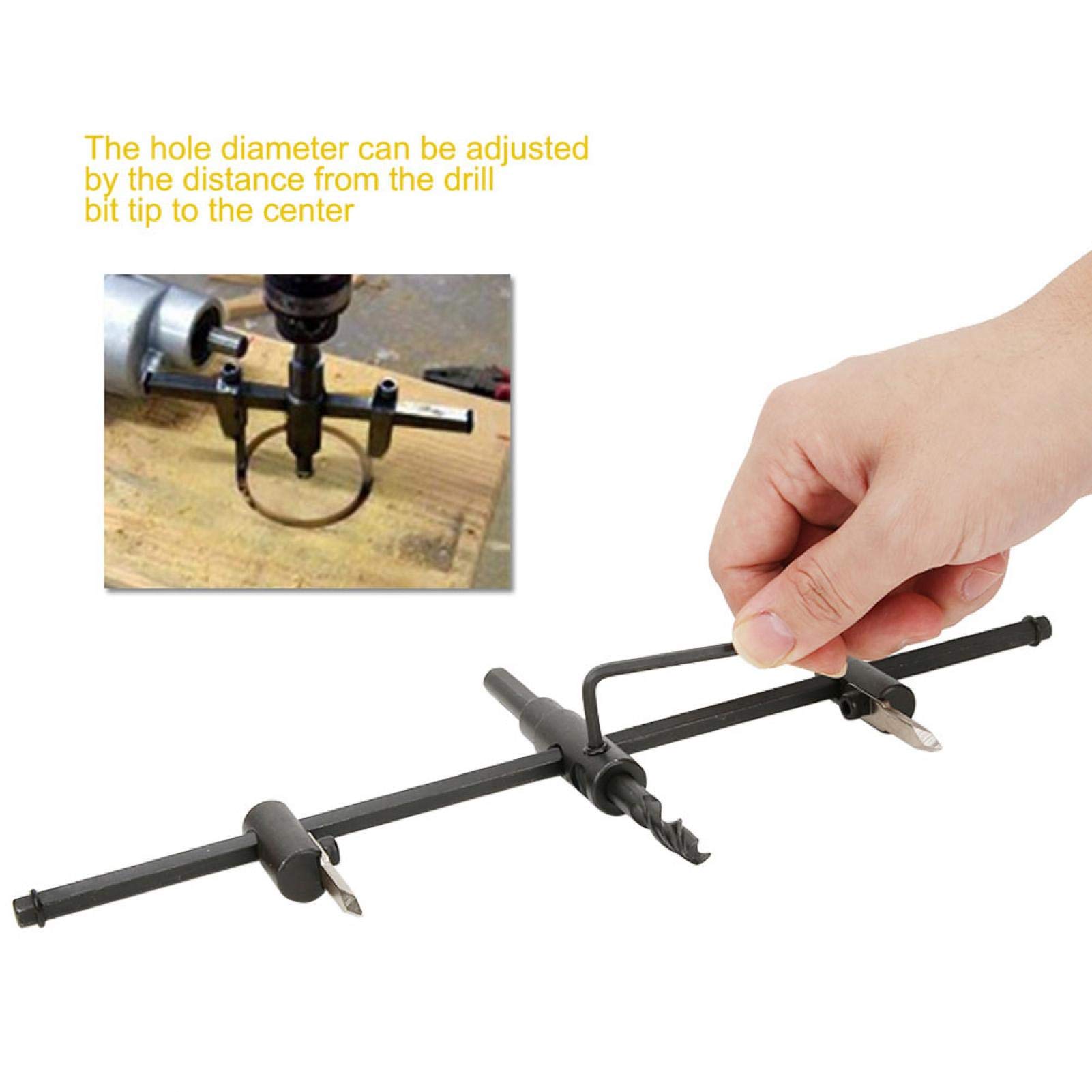 Adjustable Hole Saw Drill Bit Set - Cuts 30mm To 200mm Circles In Wood, Plastic, Drywall
