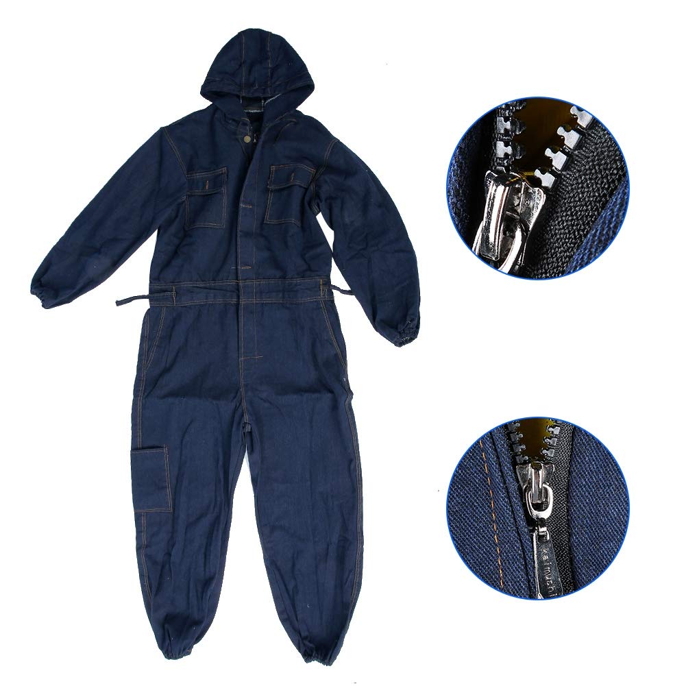 Traje de soldadura eléctrica con mono de mezclilla, conjunto de ropa de trabajo para seguridad laboral, monos reforzados y resistentes al desgaste con puños elásticos para
