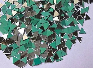 OMX, Triangle Shape, Silver Mirror Mosaic Tile, 400 Pc, 8 MM x 8 MM for Embroidery Making, Art Craft Projects, (Triangle Shape, 8mm)