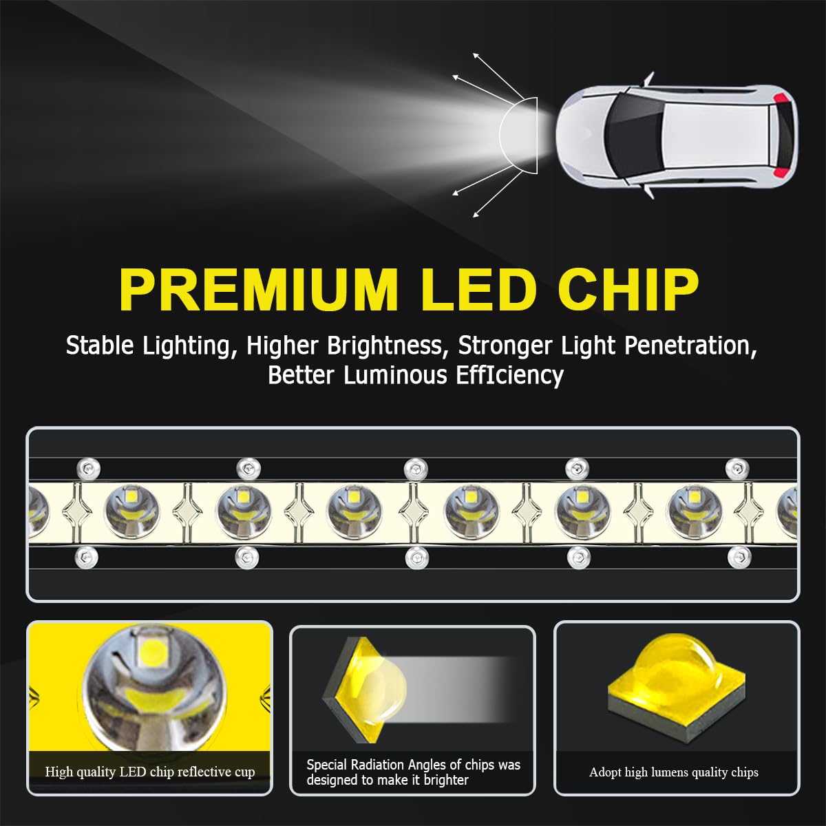 Willpower jednorzędowa listwa świetlna LED 4", 15 W, bardzo wąski profil, wąski mini reflektor dla samochodów osobowych, ciężarówek, przyczep, 4x4, SUV, ATV