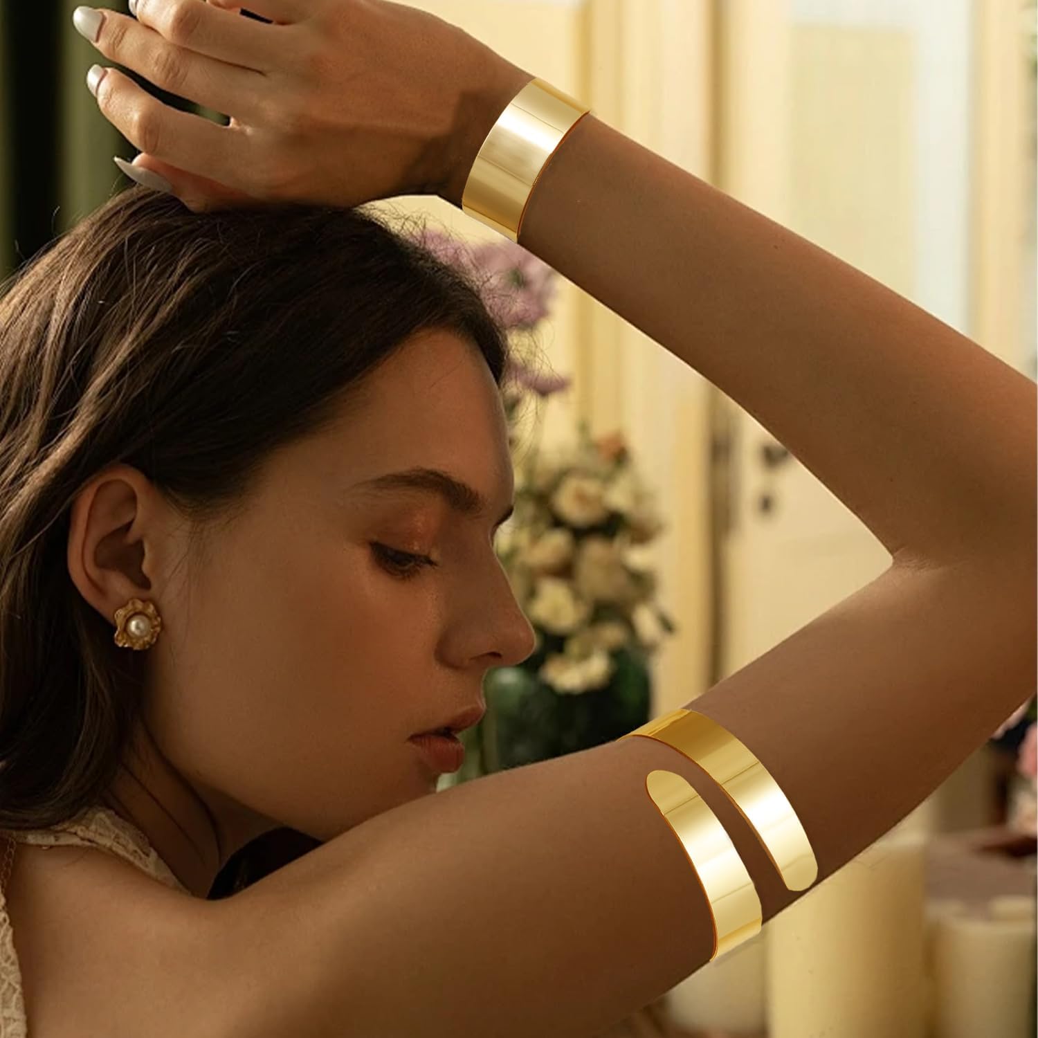 BROCC 6PCS Arm Cuff Jewelry for Women Upper Arm Cuff Bangle Minimalist Arm Cuff Bracelet Adjustable Coil Armband Set - Image 7