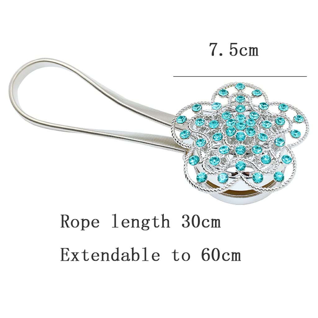 Embrasses de Rideau Magnétiques Embrasses de Rideau Décoratives Réglables, Clips de Boucle de Rideau Magnétique Fleur avec Corde à Ressort Hautement élastique, Paquet de 2