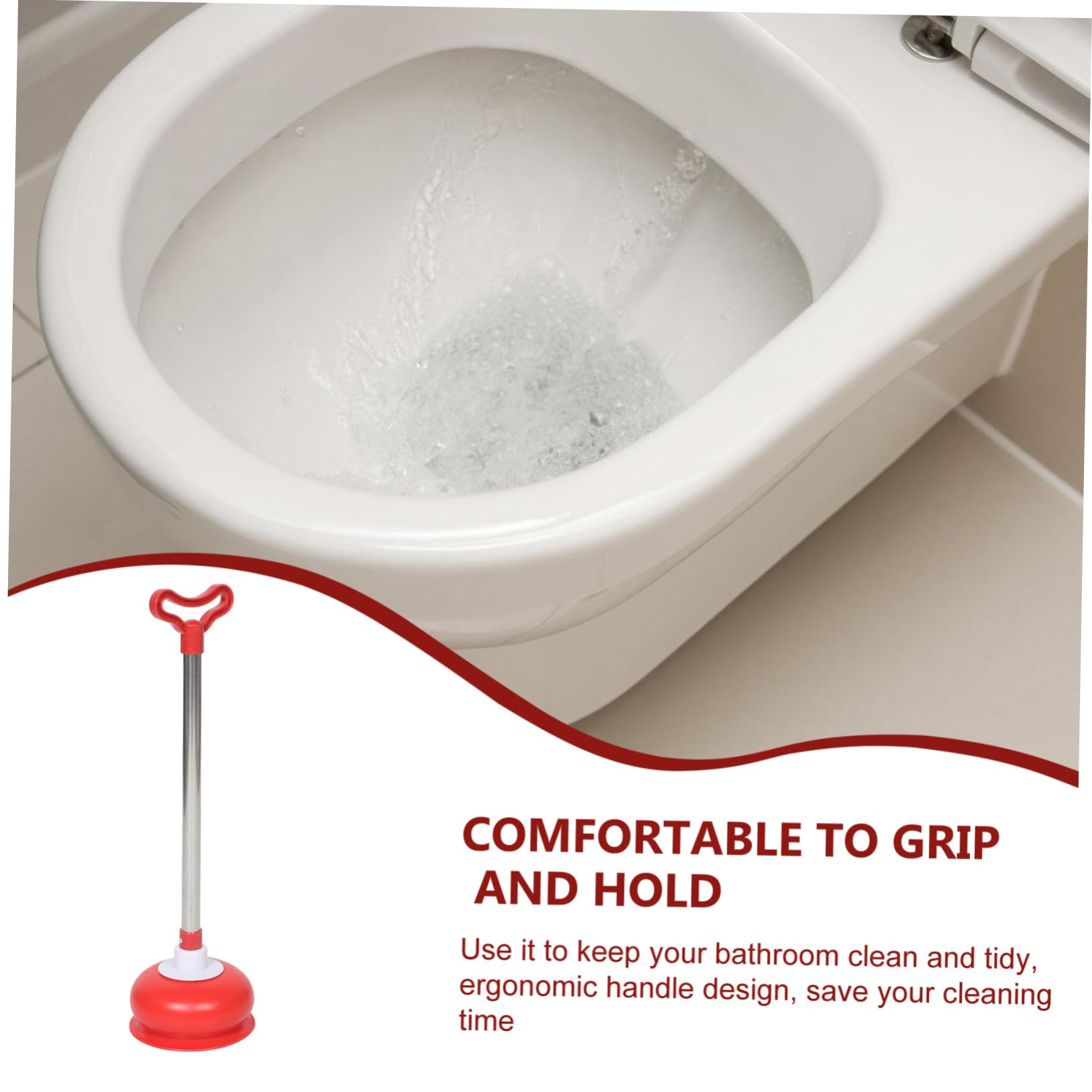 Healeved Ventosa Stura WC con Manico in Acciaio Inox, PVC, Rapida | Casa e Luoghi Pubblici, Compatto e Salvaspazio, Uso Ampio, Accessorio Bagno Colore Casuale