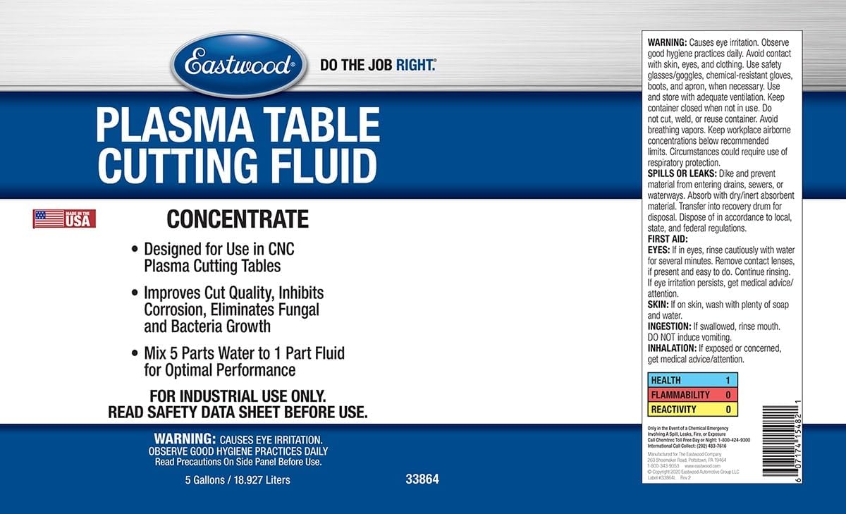 Eastwood CNC Plasma Cutting Table Fluid - 5 Gallon Eliminate Corrosion Container
