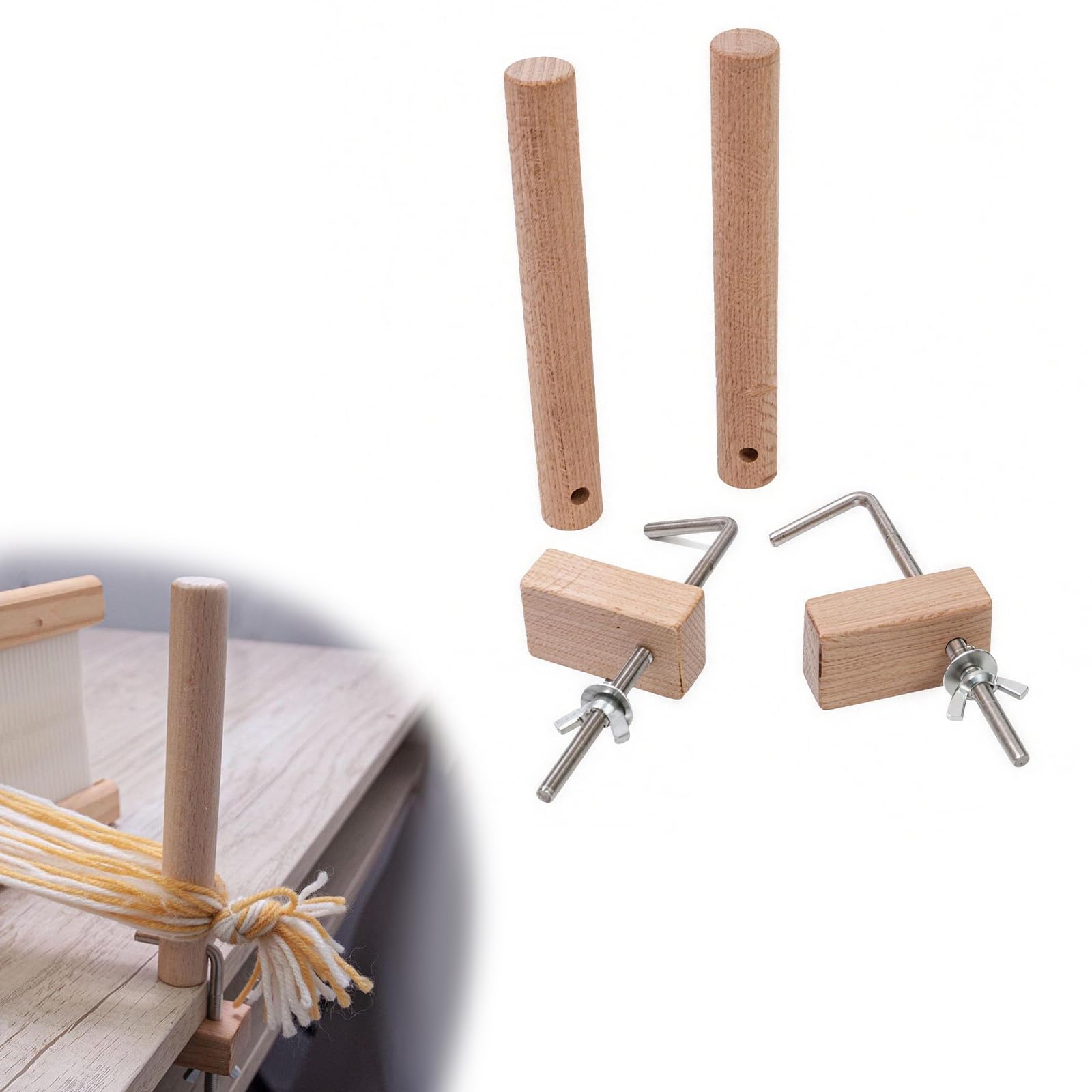 2X Warping Pegs Weaving Loom Pegs Craft Tool Racelets Weaving Warping Pegs and Clamp-image-20