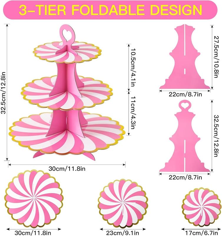 3-Tier Cupcake Stand Cake Dessert Display Plate We... - Grandado - View #7