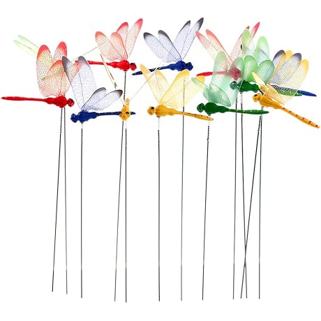 3D Dragonfly Garden Decor, 24 Pieces Dragon Fly Garden Stakes