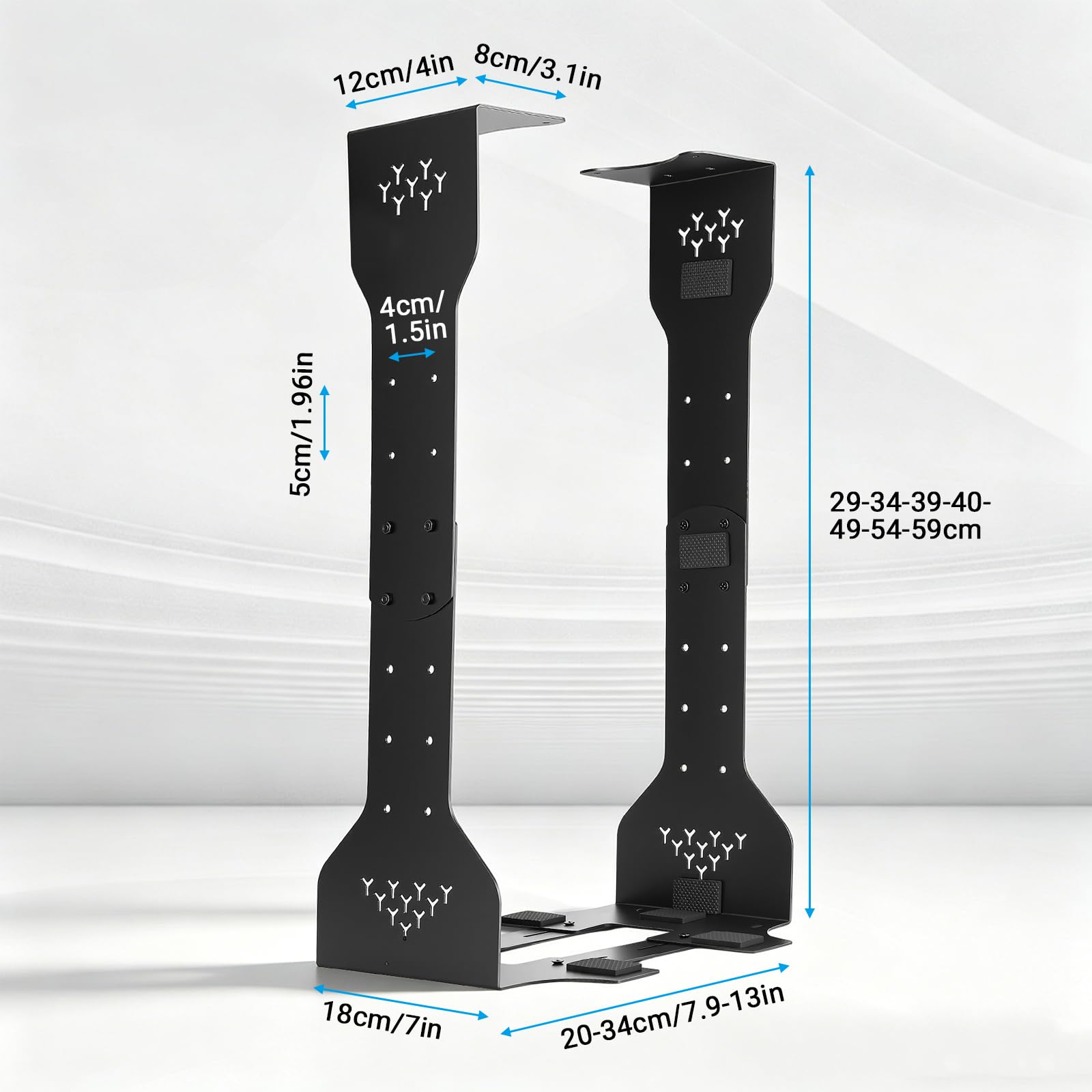 Support PC sous Bureau réglable en Hauteur 290-590 mm, Largeur 200-340 mm, Capacité 35 kg, Acier Robuste