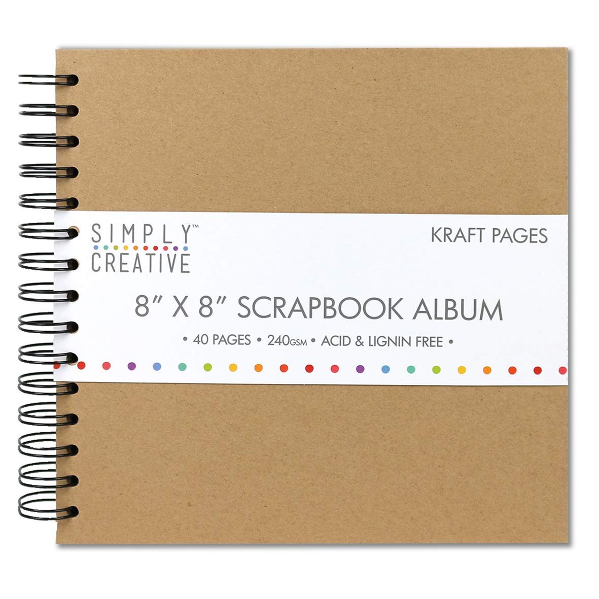 Rayher60682000 Spiral Bound Scrapbook with Plain Kraft Paper Pages, Hardcover Memory Book, Square Album in The Size 20.3 x 20.3 cm