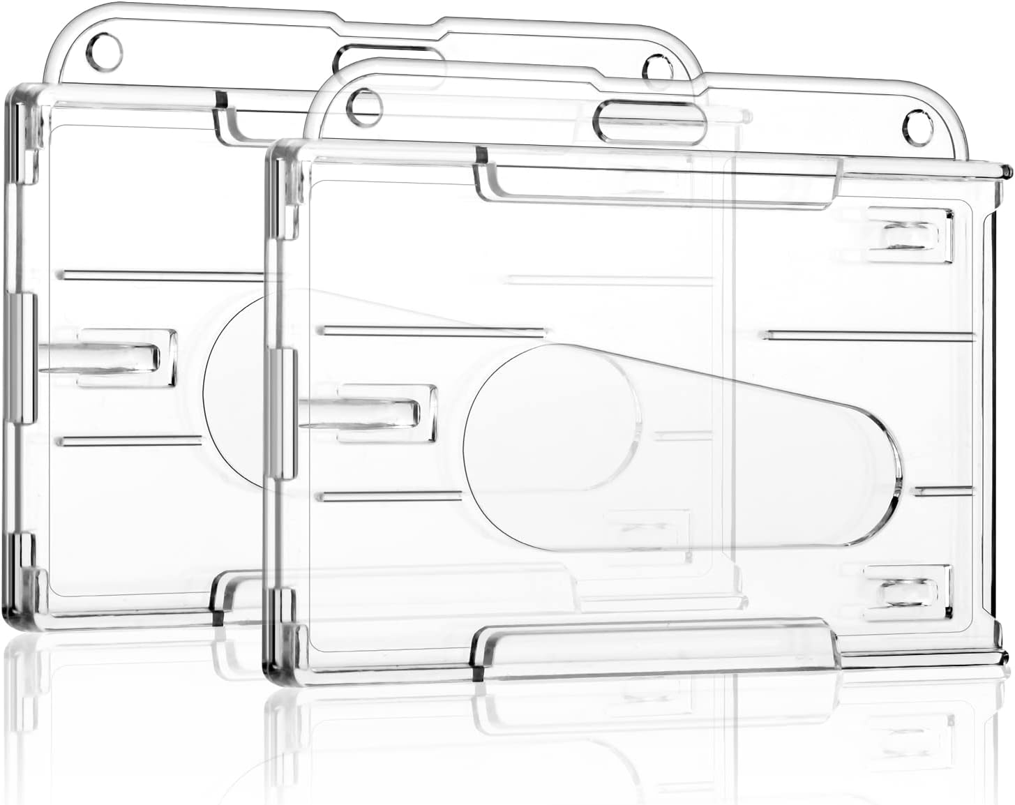 Vicloon Horizontal Card Holder, 2pcs Hard Plastic ID Credit Card, Clear Badge Holders ID Card Badge Holder for Office School IDs Credit Cards Driver’s Licenses and Passes