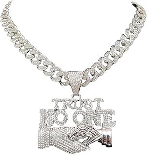 Hip Hop Trust No One Chain Iced Out Pendant Necklace, Iced Out Pendants for Men Women, Iced Out Chain, Hip Hop Trust No One Pendant Necklace Chain Width 13mm Cuban Chain, Rope Chain