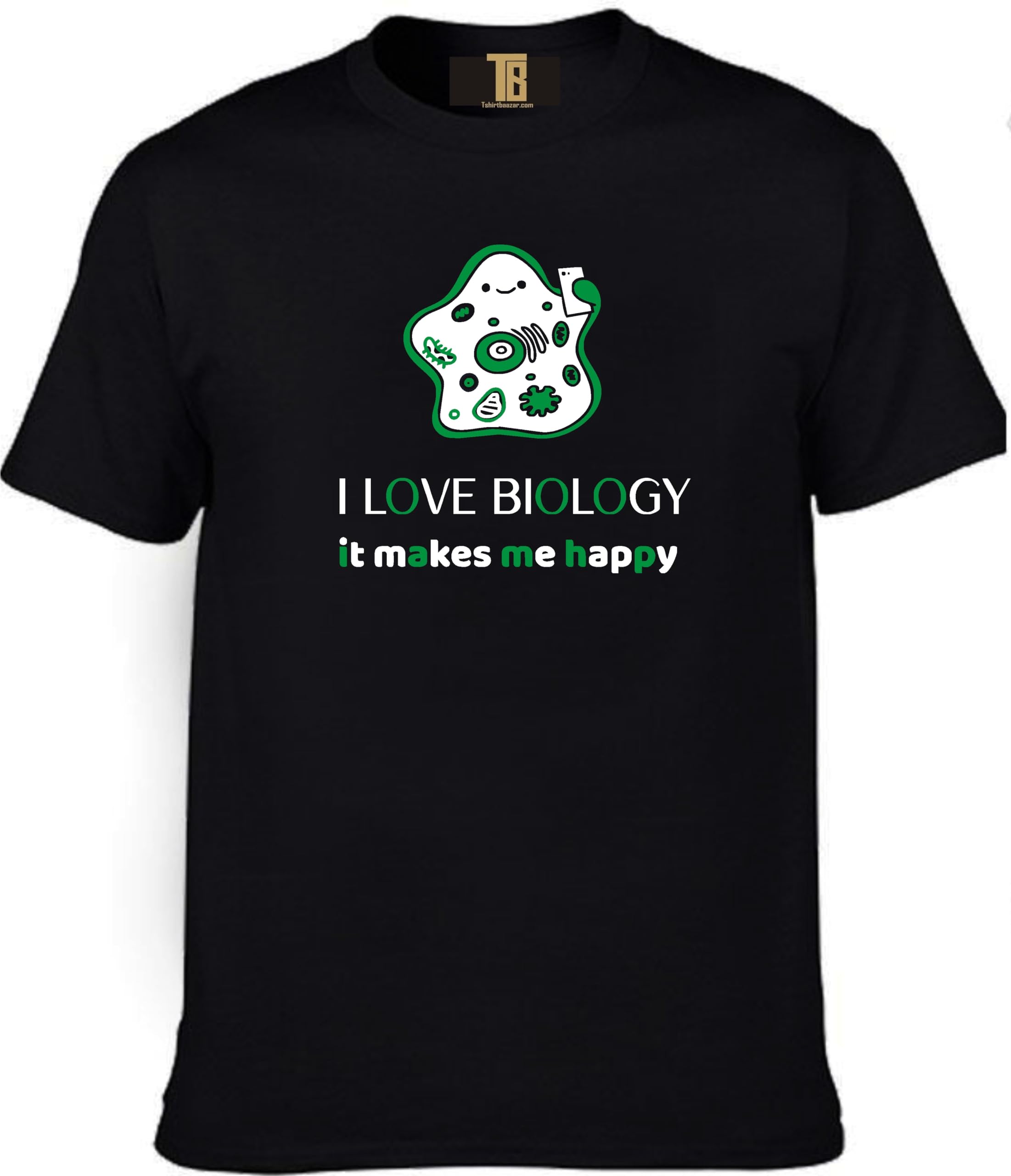 T B Merch Mens Women's Regular fit i Love Biology it Makes me Happy t Shirt