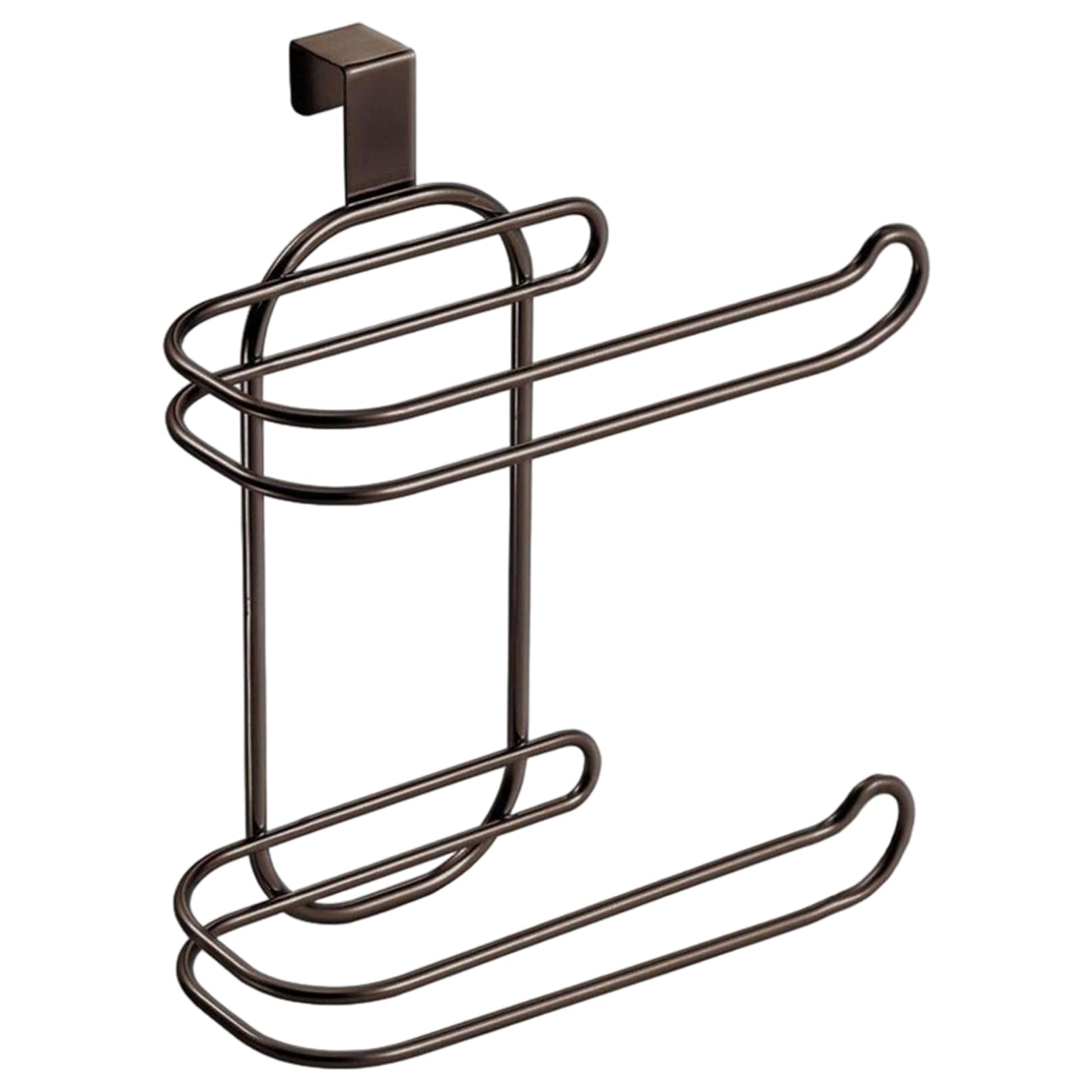 Nukinp Over The Tank Toilet Paper Holder, Iron Metal Hanging Toilet Paper Holder Sturdy Functional Tissue Roll Rack for Bathroom Storage and Organization, Black