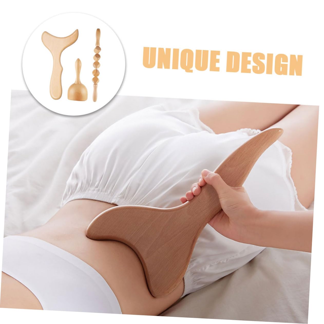 Set di Strumenti per Massaggio in Legno Rullo e Spatola per Massaggi Manuali, Leggeri e Riutilizzabili, per Rilassamento Muscolare a Casa