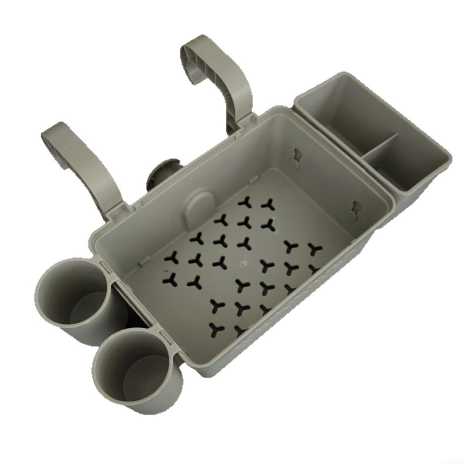 Organizador de almacenamiento de piscina con soporte para bebidas, soporte lateral, contenedor de accesorios de natación, resistente a la intemperie, gris (una taza)