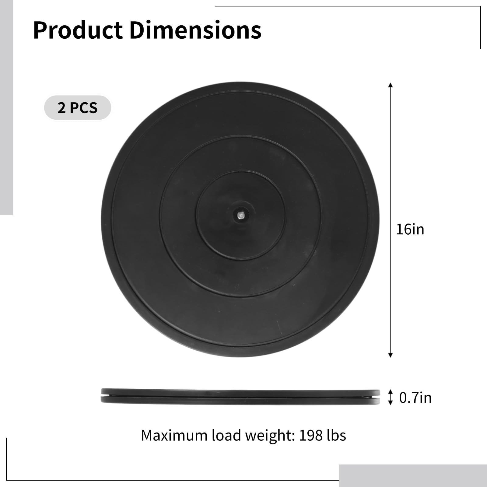 Lot de 2 Plateaux tournants de 16 Pouces, Supports pivotants avec roulements à Billes en Acier, Bases en Plastique Robuste, Plateaux Plats Double Face pour Arts, écran, Loisirs créatifs, TV