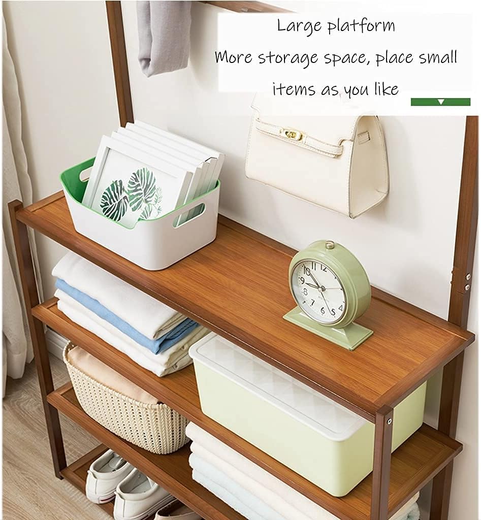STORIA Bamboo Coat Rack with Multi-Shelf Storage, Multipurpose Coat Hanger, Clothes Organizer, Space-Saving Storage, Stylish Home Decor, Clothing Display, Brown 3