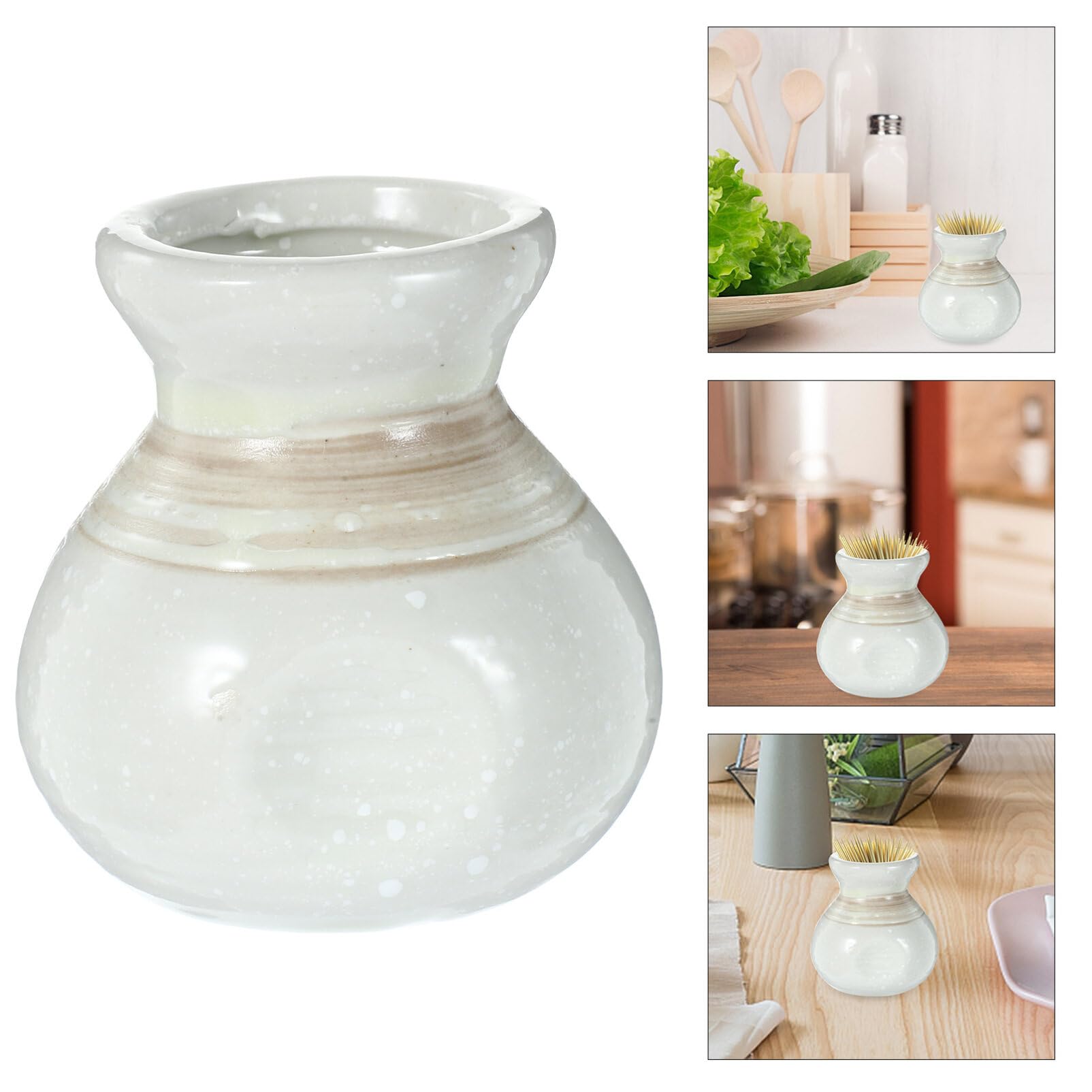 Alipis Ceramic Toothpick Holder Jar, Porcelain Small Vases Decor Japanese Style Toothpick Dispenser Box Mini Retro Vintage Flower Bottle Vase Cotton Swab Jar