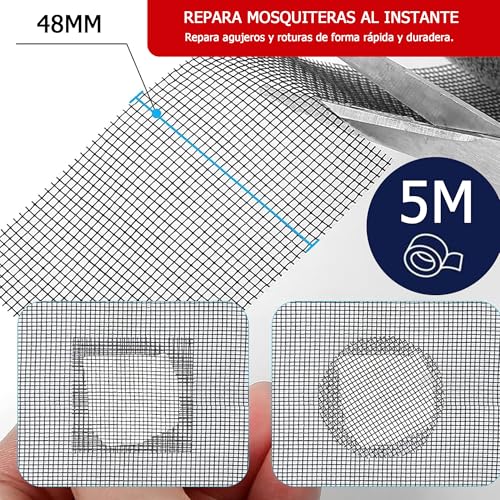 Family YS Reparaturklebeband für Moskitonetze, robustes Fiberglasnetz, repariert Löcher und Risse sofort, ideal für Fenster, Türen und Zelte, Schwarz