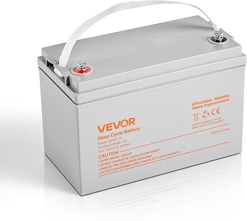 VEVOR Batería de ciclo profundo de 12 V 75 Ah, tecnología AGM sellada, batería AGM de plomo recargable, repuesto de respaldo para scooters, silla de