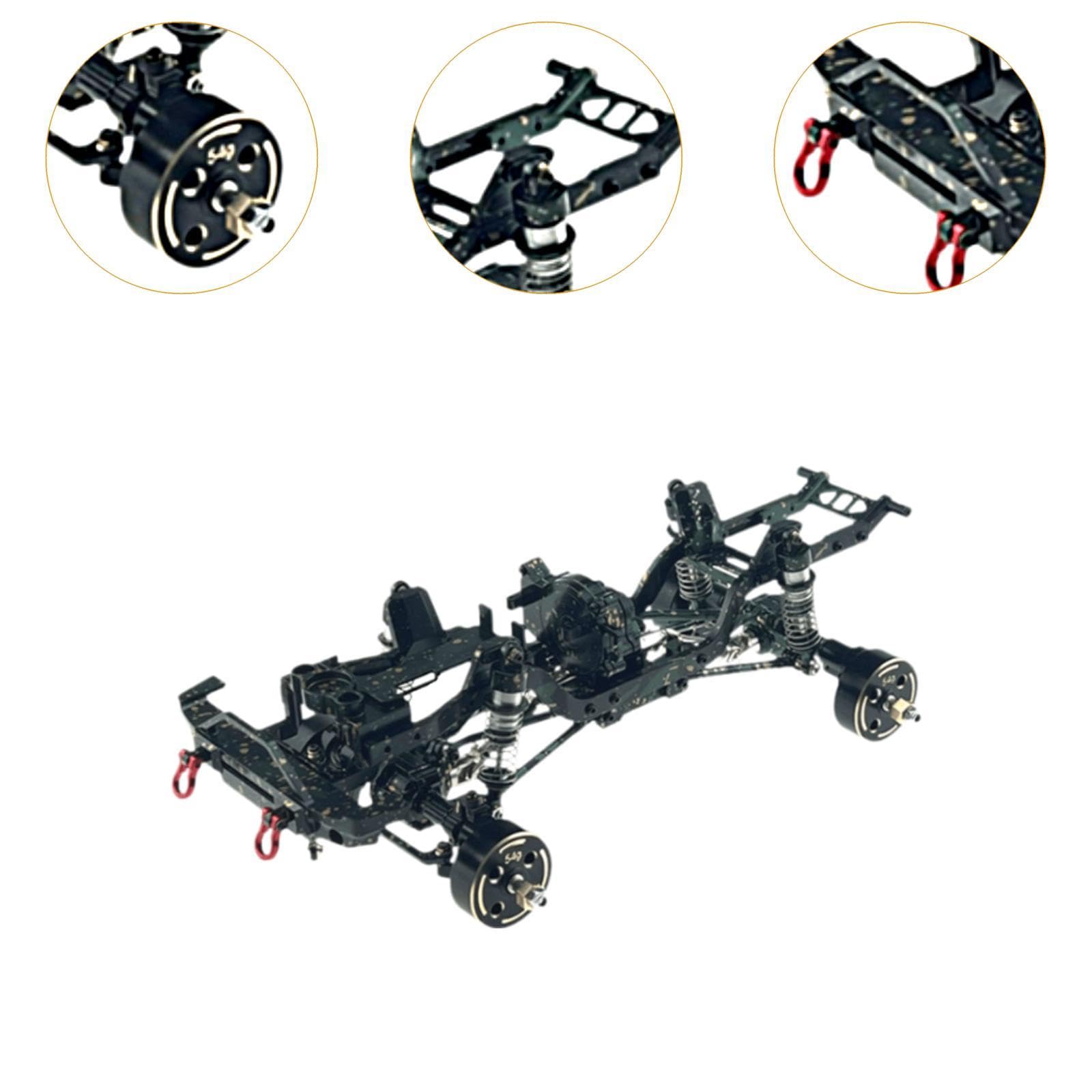 Chasis Metálico para Coche RC 1 18 Bastidor Marco Estructura Rigidez Optimizada y Amortiguación de Impactos con Aluminio 6061 Espacio para, Negro Verde