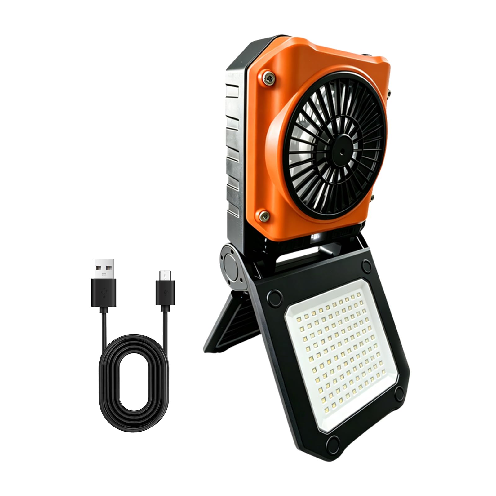 Ventilador solar para acampar recargable por USB con luz portatil para exteriores