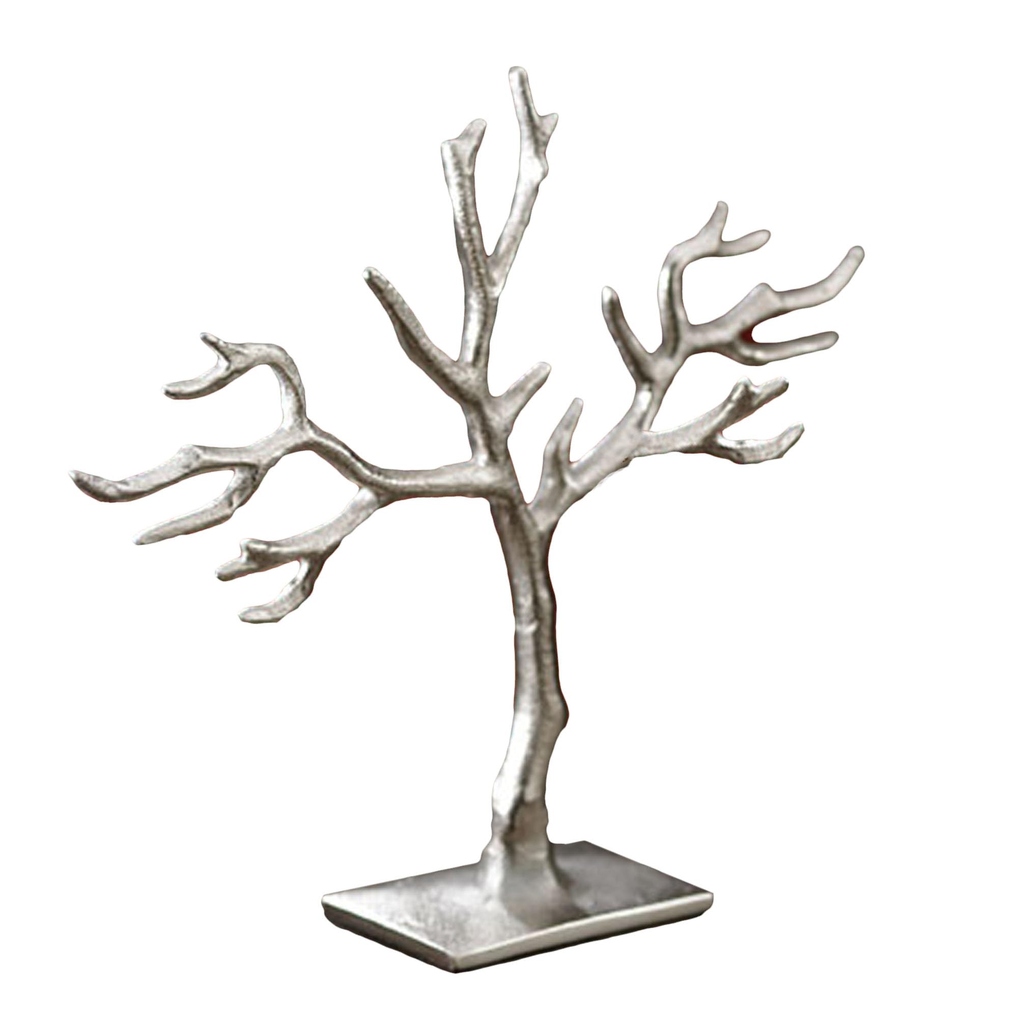 India Handicrafts Stainless Steel Tree Shaped Jewelry Holder With Silver 12918