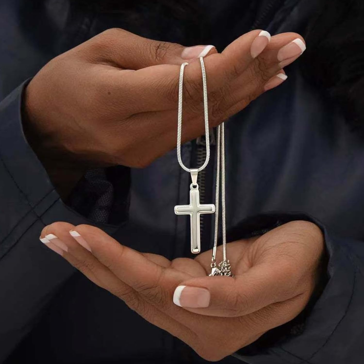 72ore To My Son Necklace from Mom Silver Chain Cross Pendant Protection Necklace for Men Birthday Jewelry Gifts for Son - Image 4