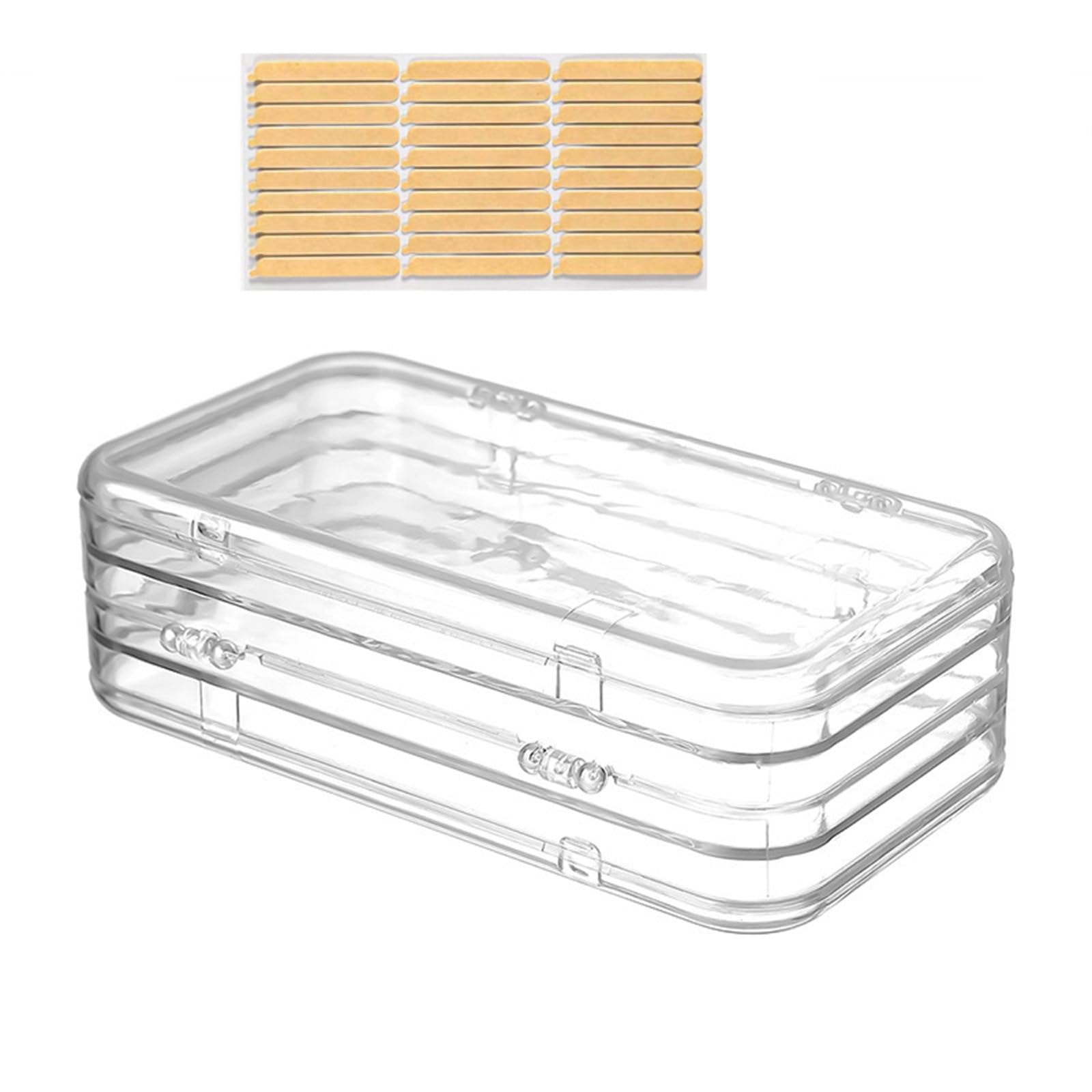 HDOYTXXM Compact 3 Section Nails Care Storage Box Clear Organizers with Adhesive Tape Dustproof Cosmetic Container Sealed Dustproof Nails Tools Storage Case