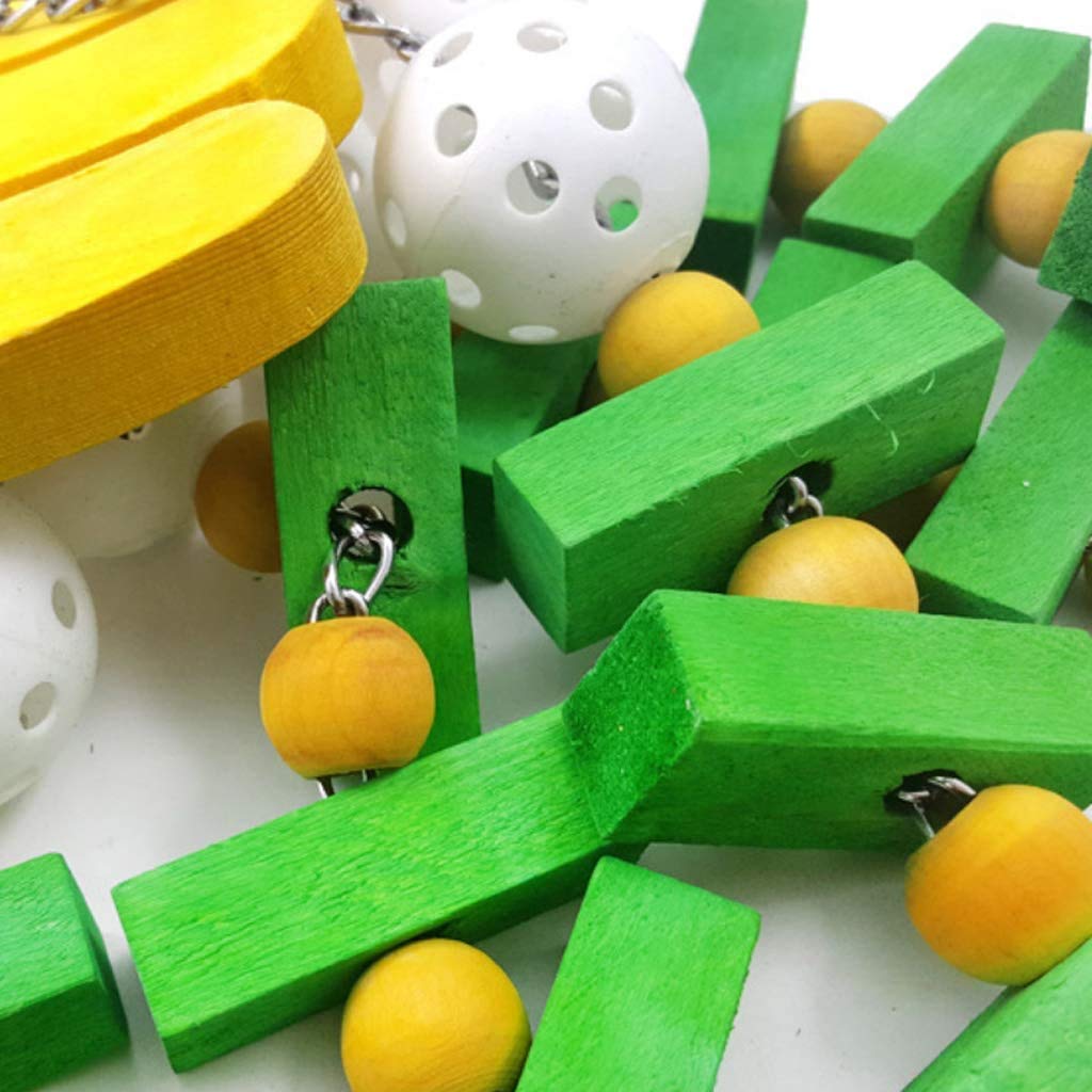 Kauspielzeug aus Holz für Vögel Hängende Holzklötze Spielzeugkette für Sittiche, Papageien, Nymphensittiche (Banane)