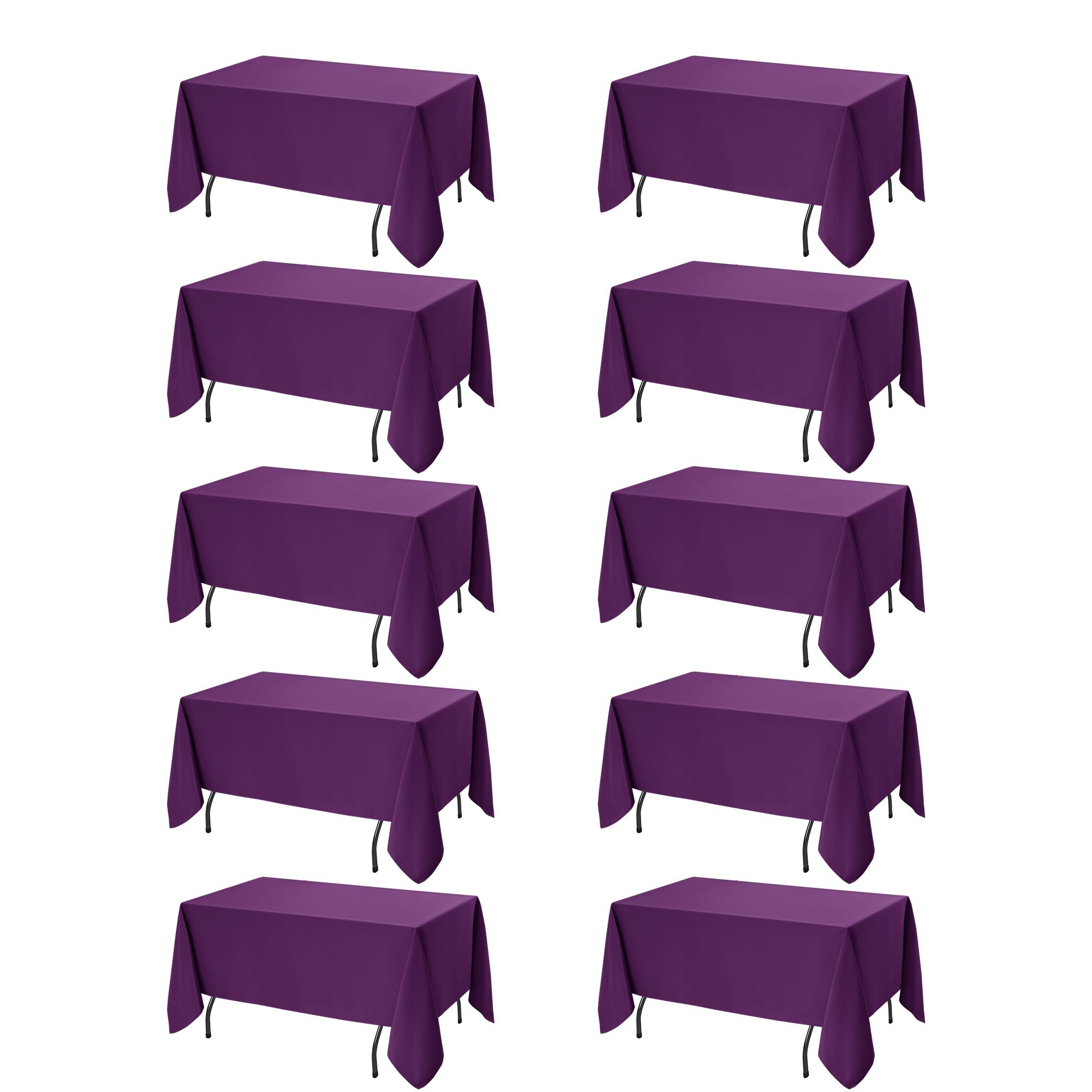 10-Pack Purple Tablecloths for Rectangle Tables, 70 x 120 Inches