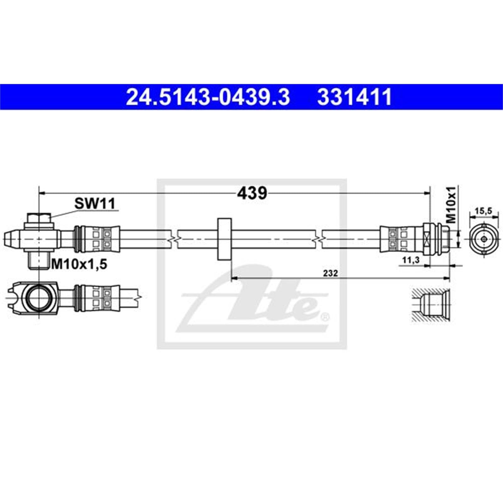 2x ATE Bremsschlauch vorne | 2x 24.5143-0439.3 [331411] für A3 8L Leon Octavia I Golf 4