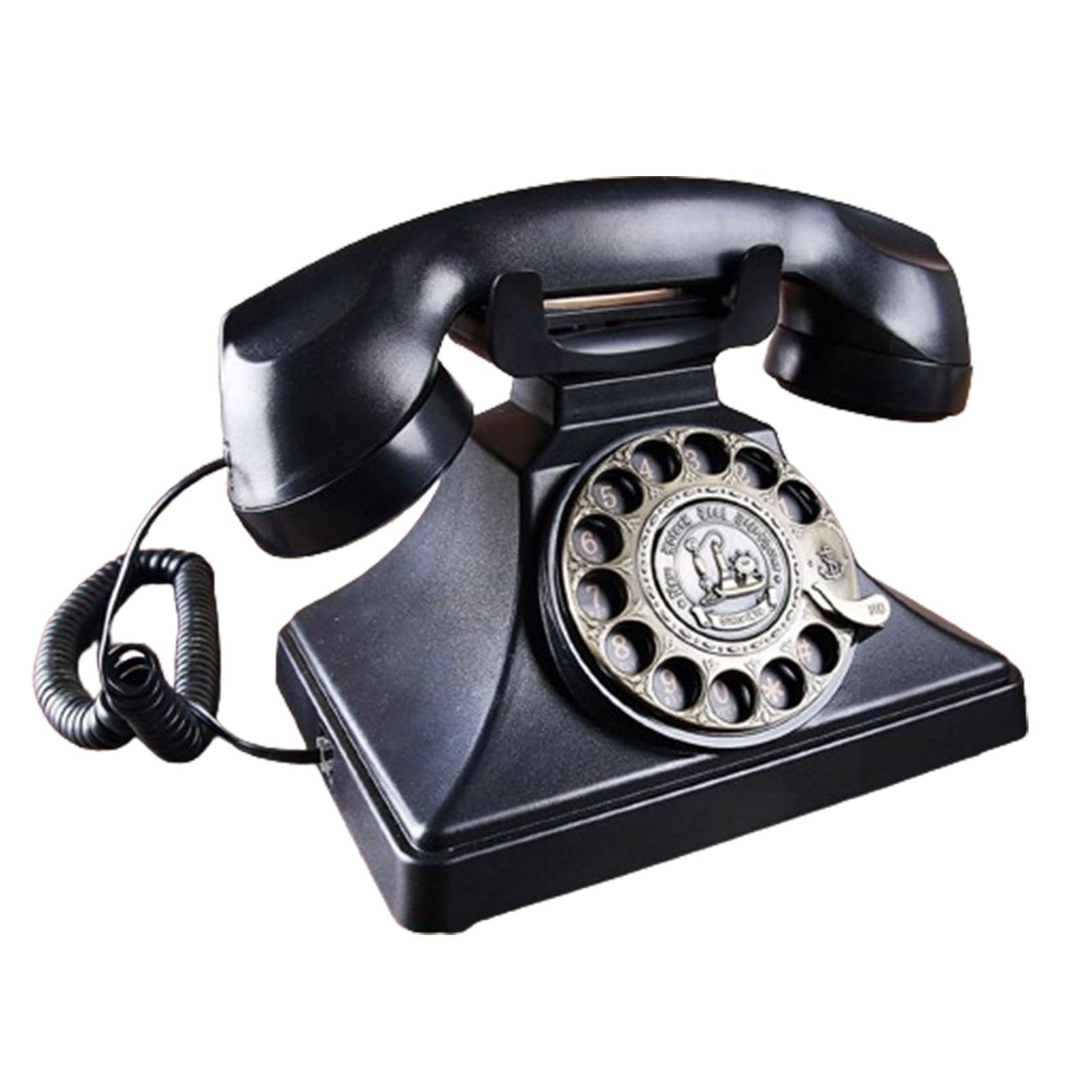 WDSOPK Old Retro Telephone, Retro Landline, Home Office Phone, Black Rotary Phone, Corded Telephone