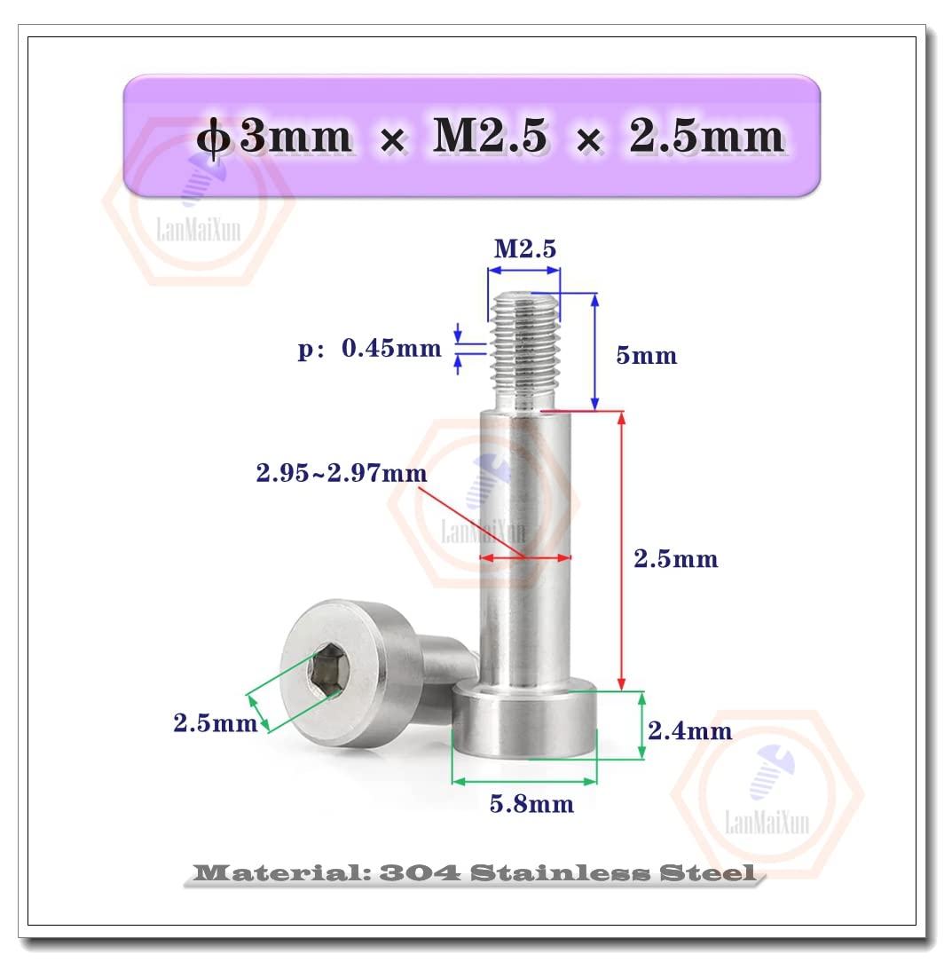 5 Viti A Spalla In Acciaio Inox 304 - φ6mm×M5×60mm, Testa Cilindrica Esagonale - Foto 4