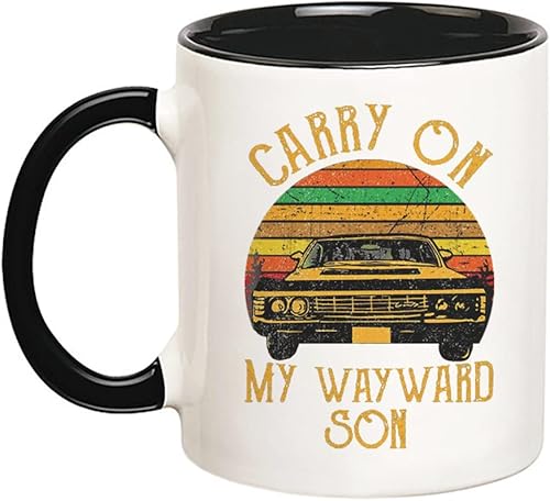Fonhark - Taza de café Supernatural Carry On My Wayward Son, taza de café de 11 onzas