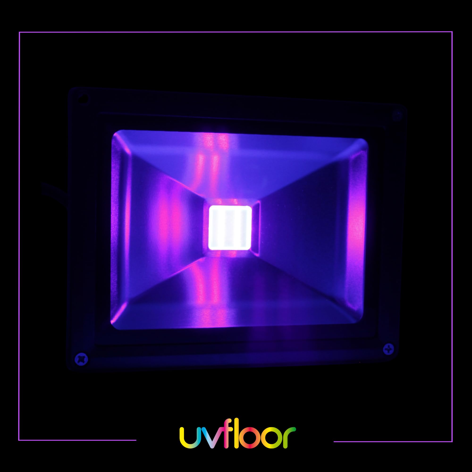 UVFloor - Projecteur Led UV 20W PRO - Ultraviolet 385nm 400nm - IP65 Etanche Lumière Noire UV Exterieur Intérieur - avec Prise 220V - pour Soirée Fluo, Néon, Bar, Fête