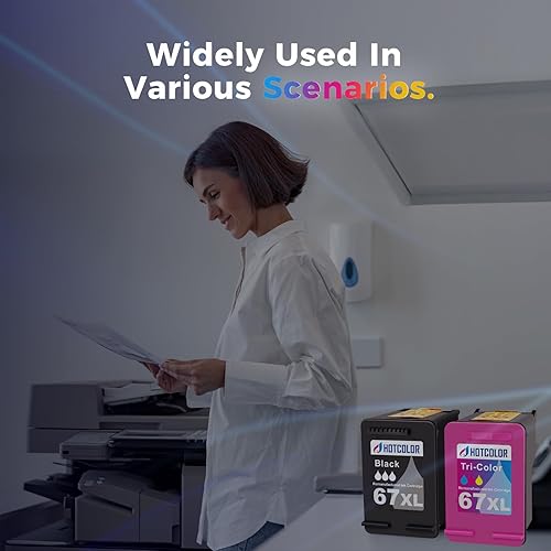 Miniatura 6 de 67XL - Repuesto de tinta para impresora HP 67, cartuchos de tinta negro/color, paquete combinado XL para HP Ink 67 para Envy 6055e 6000 Deskjet
