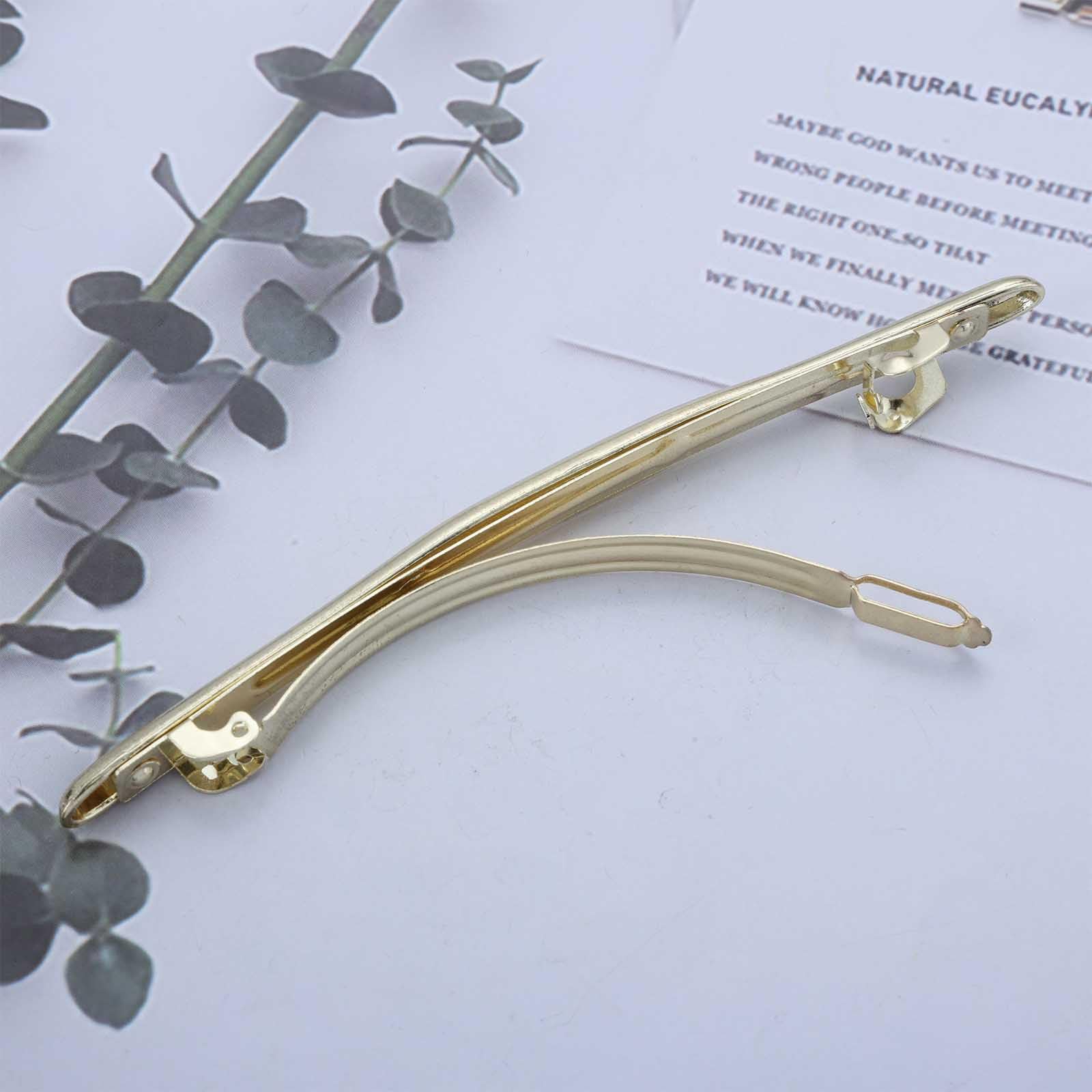 Cybche Simple Hair Clips Gold Metal Hair Barrettes Curved Clip Barrette Long Bar Hairclips Barrette Decorative Metal Hair Accessories Jewelry for Women Headdress(Gold1) - Image 3