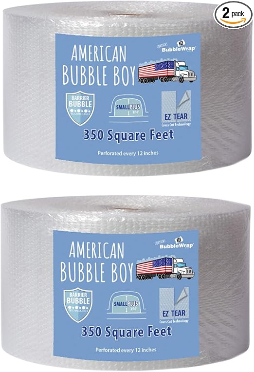 American Bubble Boy Small Plus Bubble, 700 Square feet, 12" Wide, Perforated Every 12", Original Grade