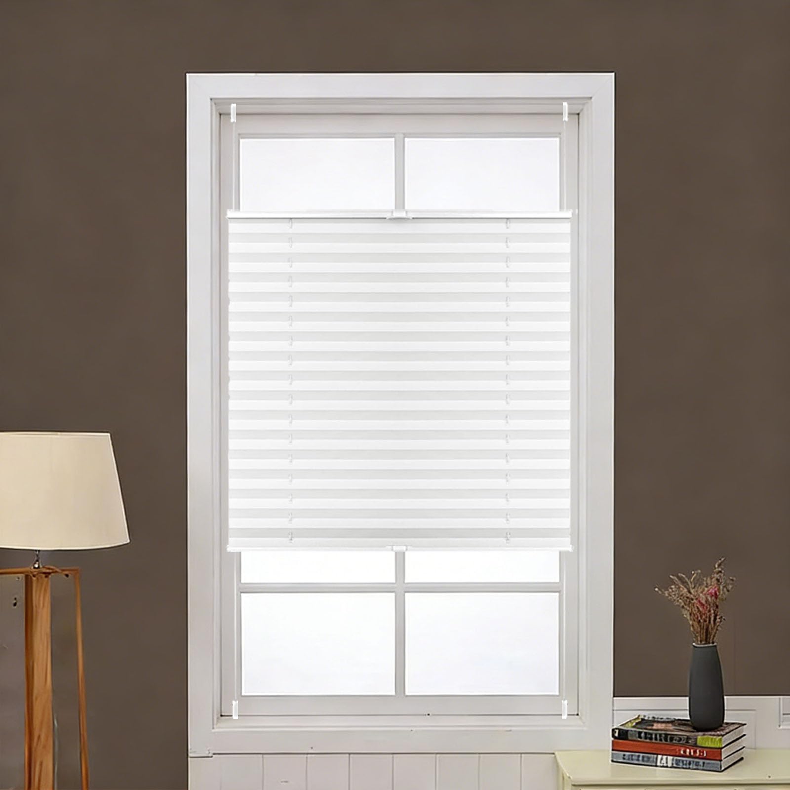 Store plissé blanc 90 x 150 cm idéal pour tamiser la lumière du salon