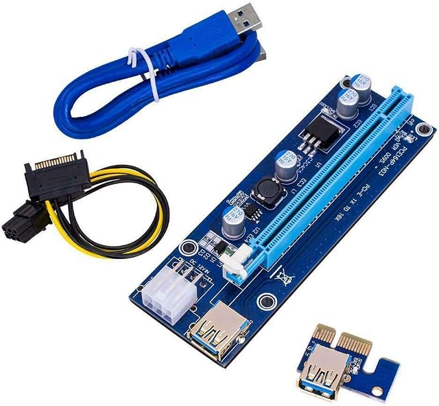 Multibao Version 009S Gold PCI-E 1x to 16x Powered USB 3.0 Extender Riser Adapter Card 6 PIN Power GPU Board 3 Led Bitcoin Litecoin