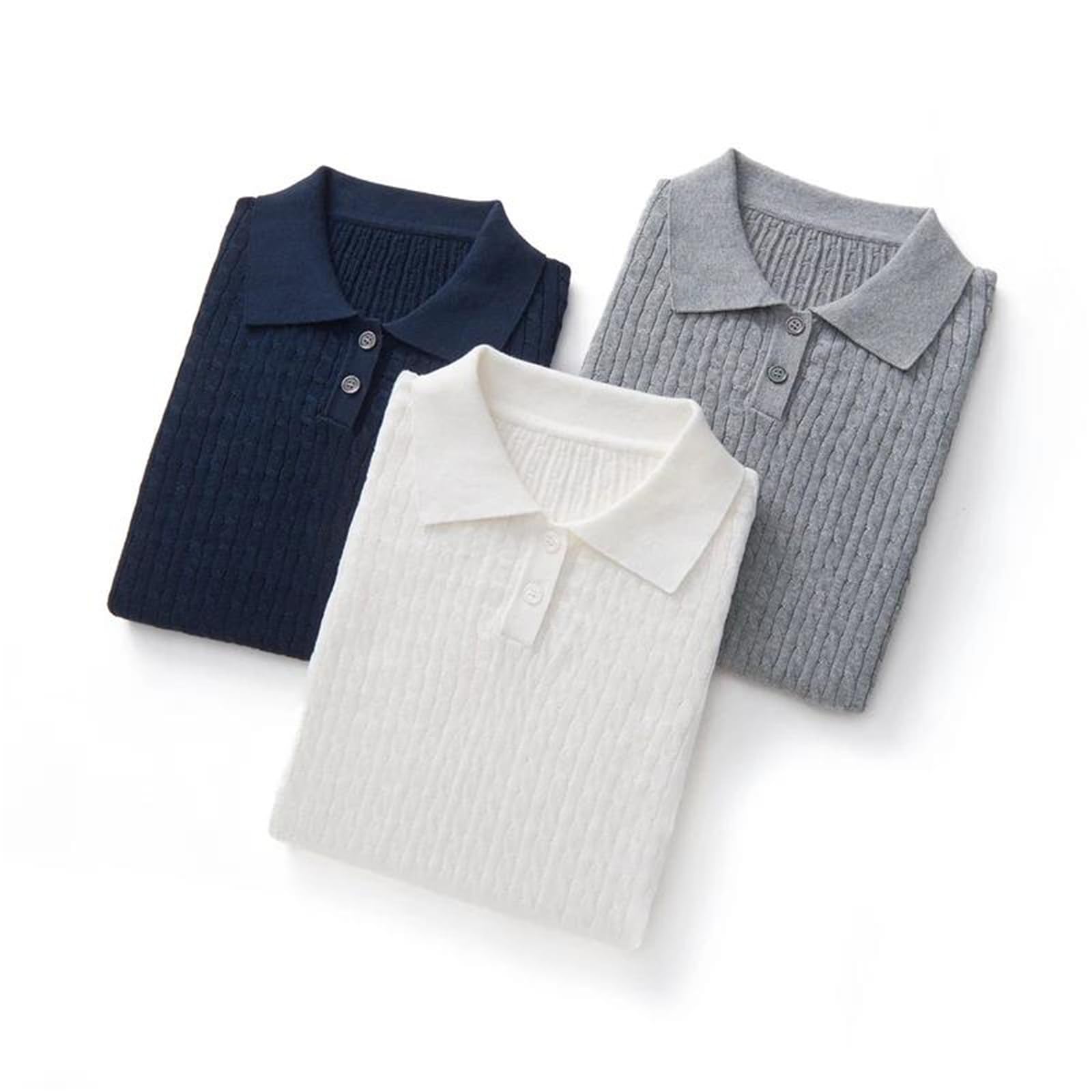 T-shirt uni à manches courtes pour femme - En coton tricoté - Style décontracté - Tendance - Pour l'été