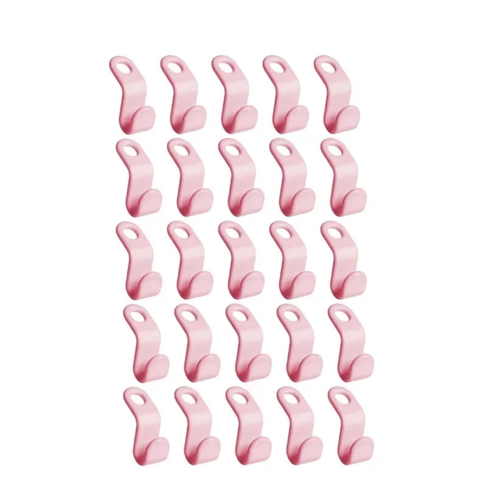 Hangers for Clothes Space Savers 250 Pcs Plastic Clothes Hanger Cascade Hooks - Space Saving Connectors For Wardrobe Closet Organization(Pink)