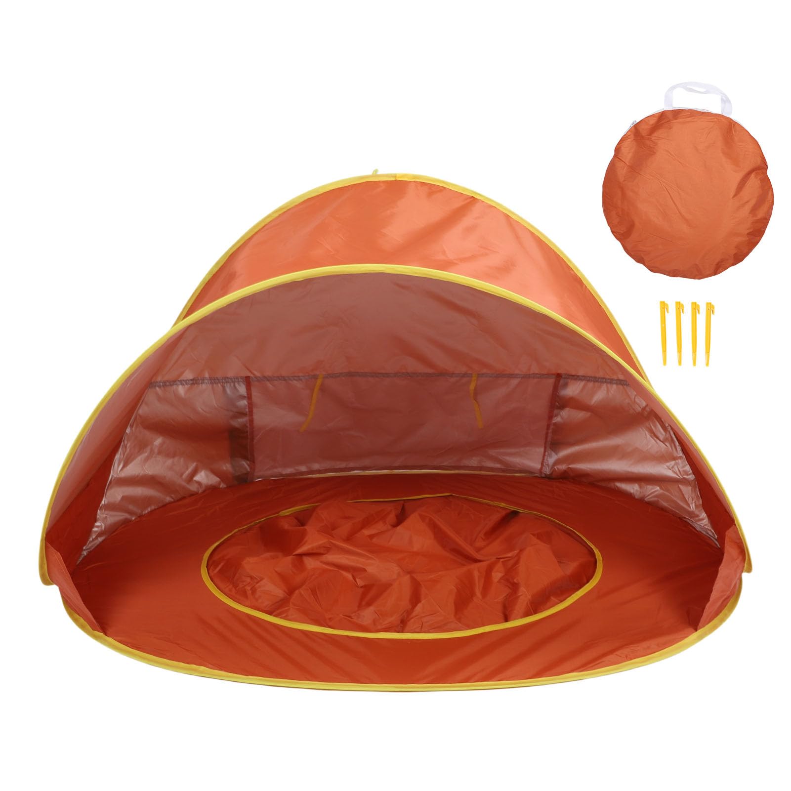 Cosiki Tenda da Spiaggia per Bambini Pop-up a Prova di Sole con Piscina per Campeggio All'aperto, Tenda da Spiaggia Portatile Leggera per Bambini, Protezione UV50+ (ORANGE)