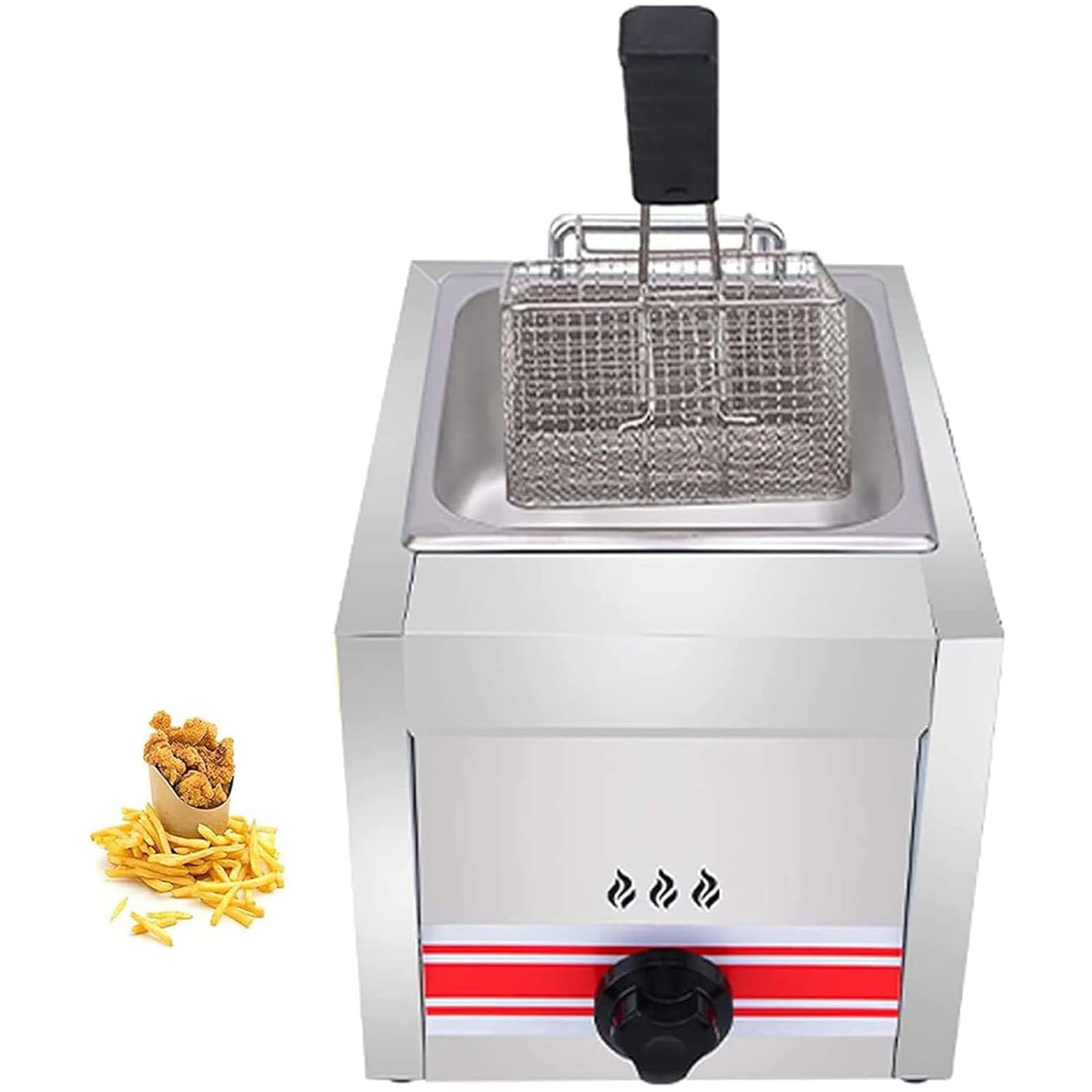 PixCy Freidora Industrial,Freidora De Gas,Freidora a Gas Comercial, Freidora De Cocina,para Encimera De Restaurante Comercial Máquina para Cocinar Alimentos,10L