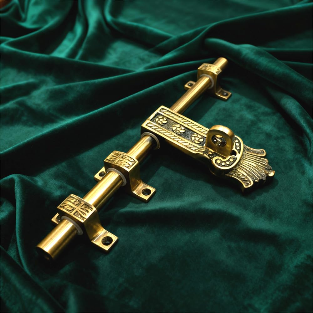 12" X 16mm Maharaja Brass Aldrop AL-011 | Antique Finish Brass Aldrop | Handcrafted Solid Brass Main Door Aldrop | Traditional Ornate Decorative Security Maharaja Brass Aldrop | Pack of 1-image-5