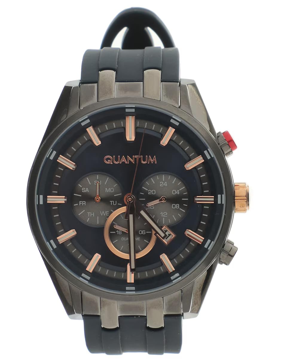 Quantum Men's Blue Silicone Strap Watch, front view